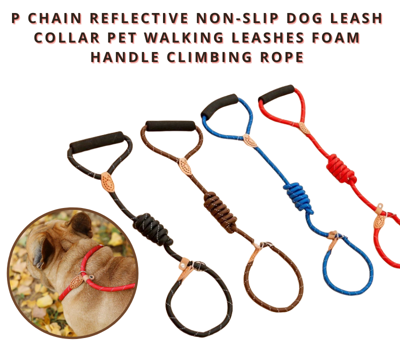 Reflective P Chain Slip Collar Dog Rope Leash with Foam Handle Perfect in  Medium Large Dog