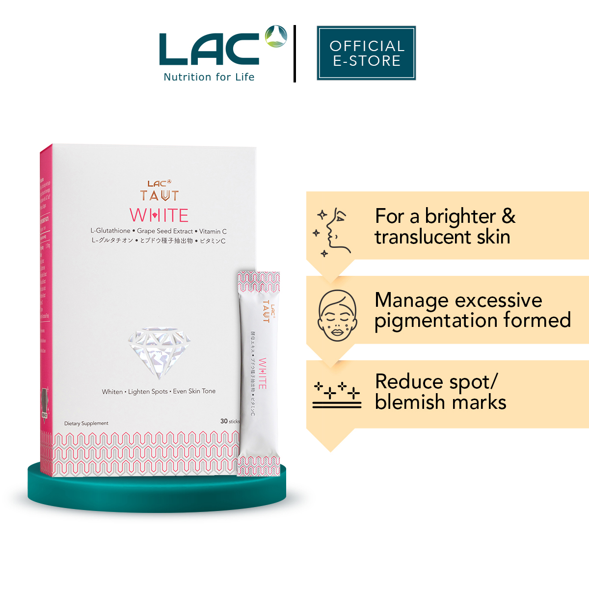 LAC TAUT] White - Spot Lightening (1.2g x 30 powder sticks)