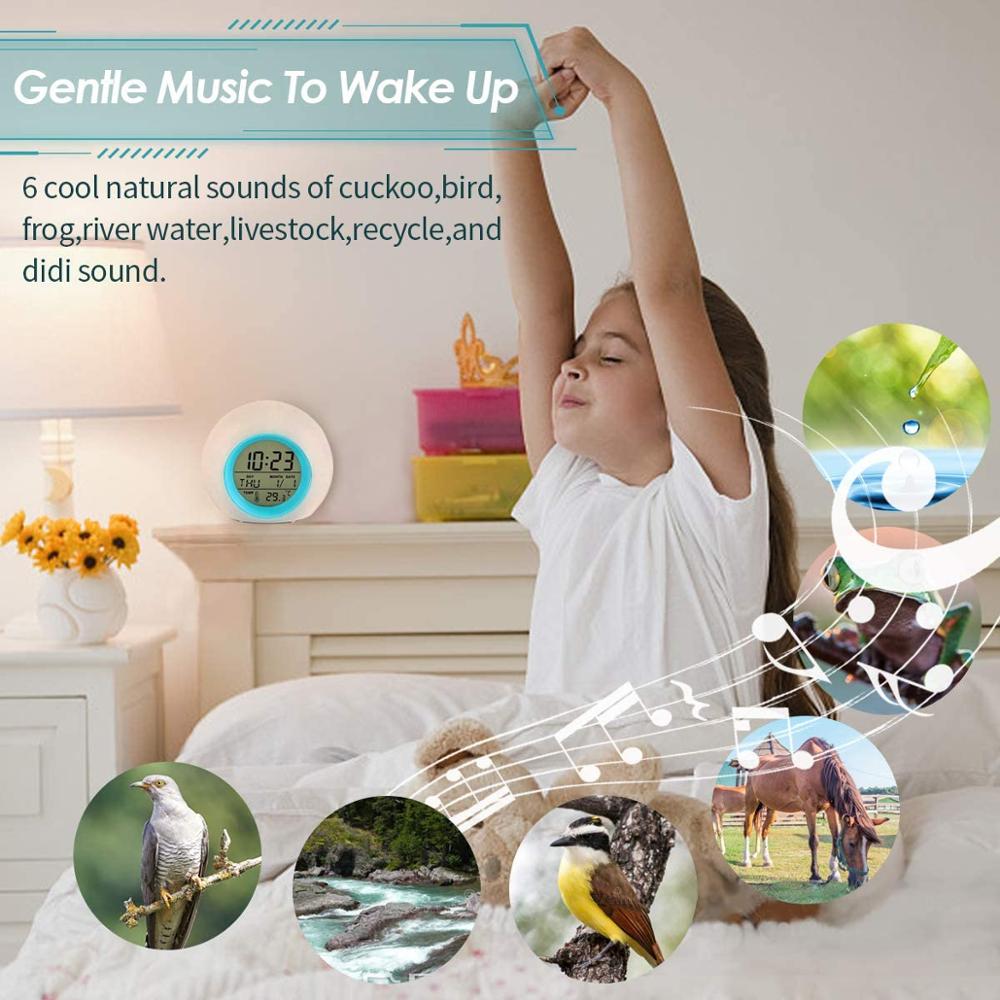 Round Temperature Touch Control 【Special offer】Kids Digital Alarm Clock Round Colorful Alarm Clock ...