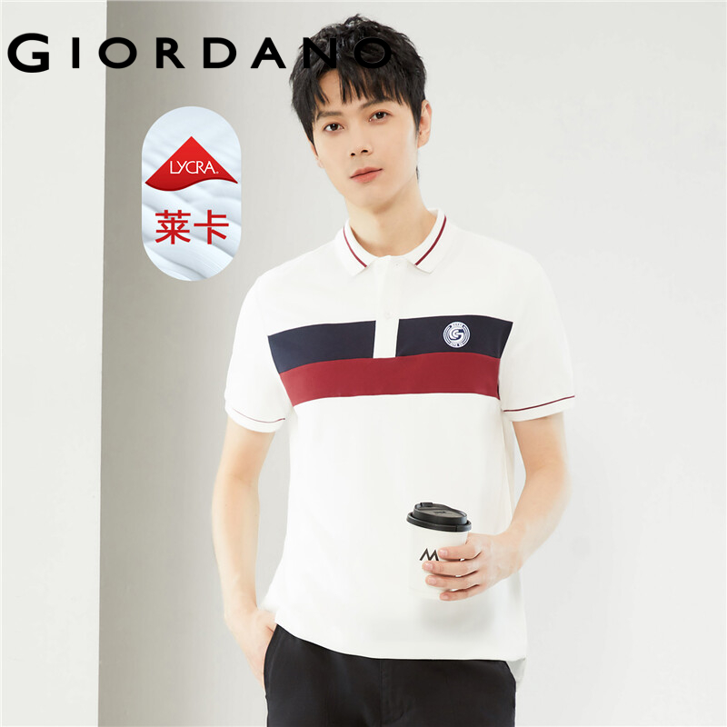 GIORDANO Men Polo Shirts Embroidery Contrasting Polo Shirts Short Sleeve Simple Summer Fashion Casual Polo Shirts 13014305