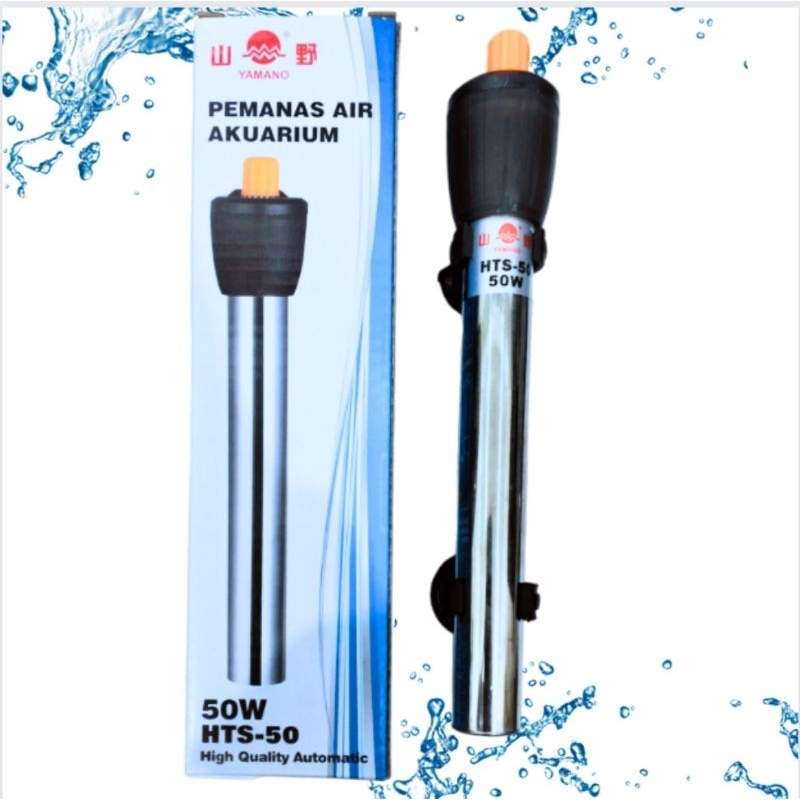 HEATER STAINLESS YAMANO 50WATT Pemanas Air Aquarium Aquascape