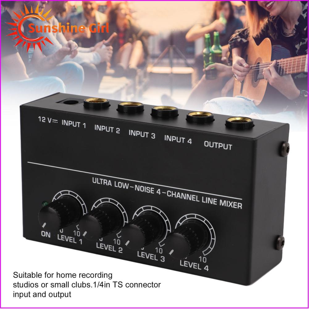 Mini Âm Thanh Máy Trộn 4 Kênh Analog Mixer rắc cắm Châu Âu 100-240VAC 1/4in T Đầu Vào Đầu Ra Di Động Linh Hoạt Điều Chỉnh cực thấp Tiếng Ồn Cho Nhà Studio Cho Câu Lạc Bộ Nhỏ