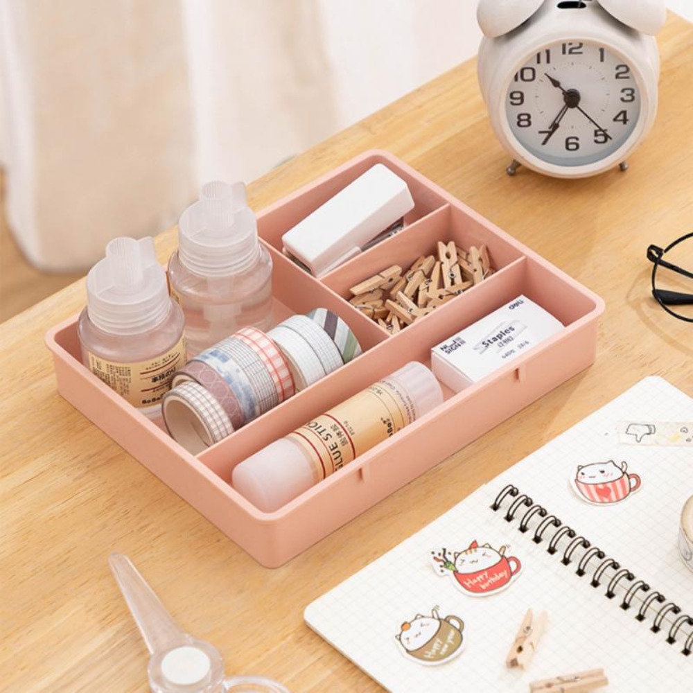 VITANG 1Pcs 4 Grids Household Cosmetics Makeup Dustproof Dirt-proof Multi-cell Makeup Organizer Drawer Organizer Cosmetics Container Storage Box