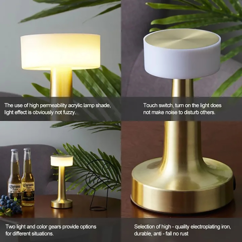 Vimite LED Bar Table Lamp Night Lighting Desktop Light USB Rechargeable Wireless Touch Restaurant Bar Bedroom Decorative Atmosphere Lights