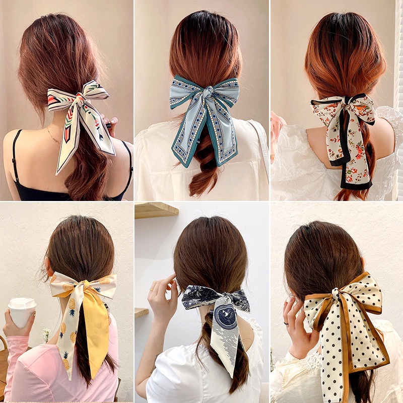 Dây Buộc Tóc Ruy Băng Dài Bằng Lụa Satin Thời Trang