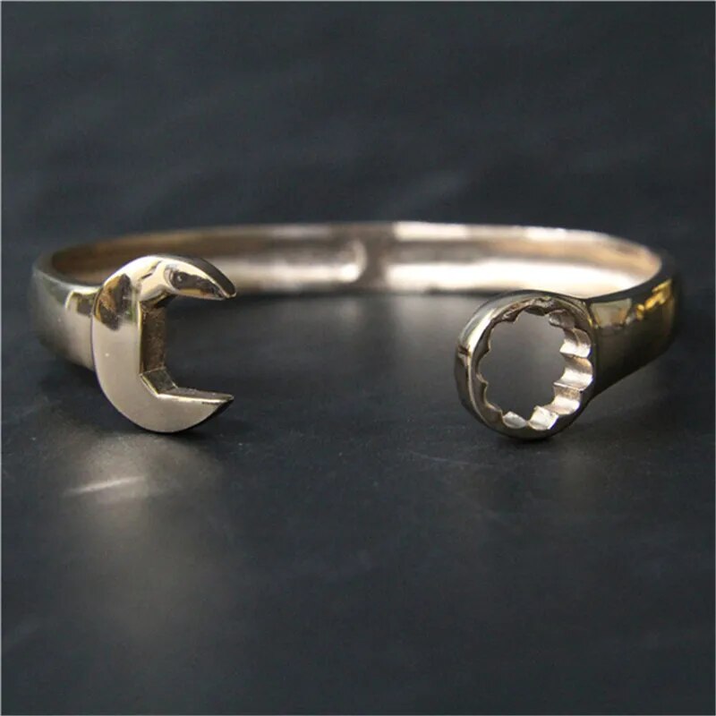 Wrench Biker Bangle 316L Stainless Steel Cool Spanner Bracelet For Men
