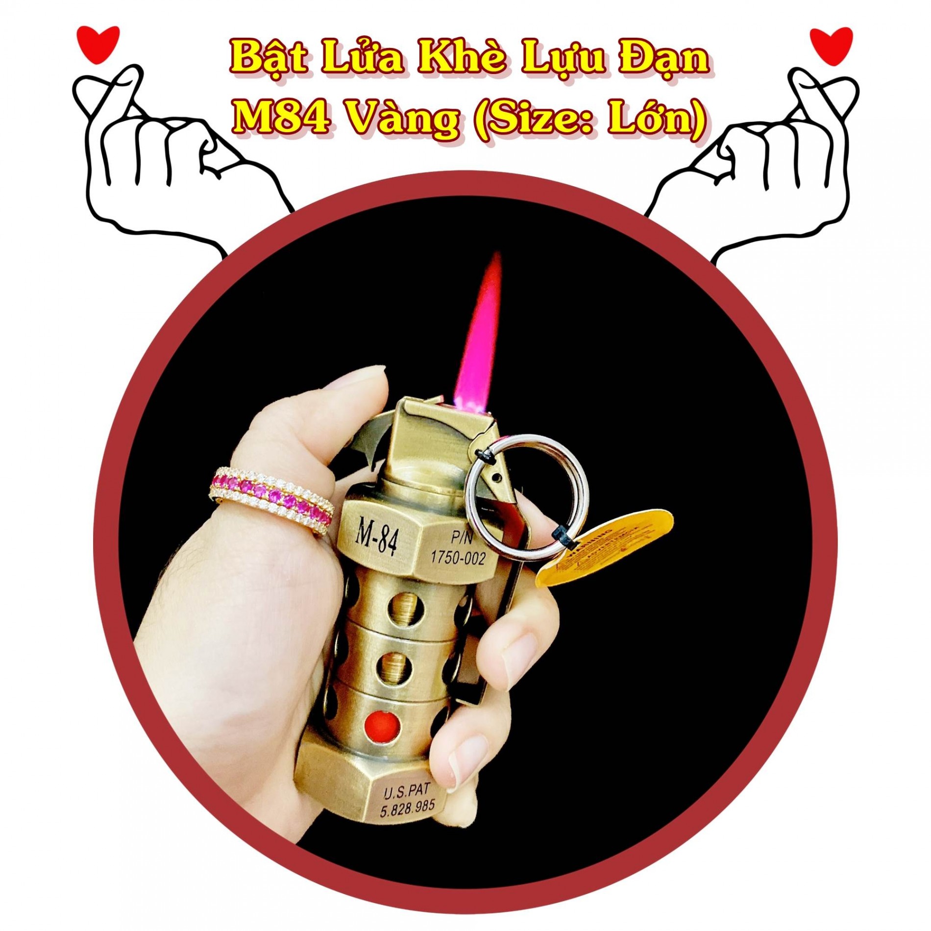 [HCM]Bật Lửa Gas Khè Móc Khoá Hình Trái Lựu M84 Size 9cm (2 Màu)