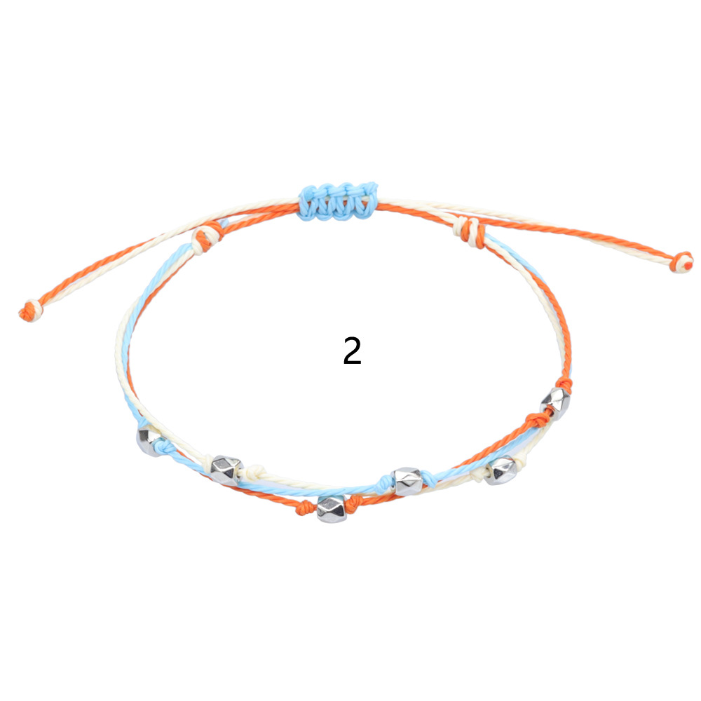 Bracelet Female Wax Line Alloy Geometric Beaded Hand Braided Hand Rope Factory Direct Supply. 