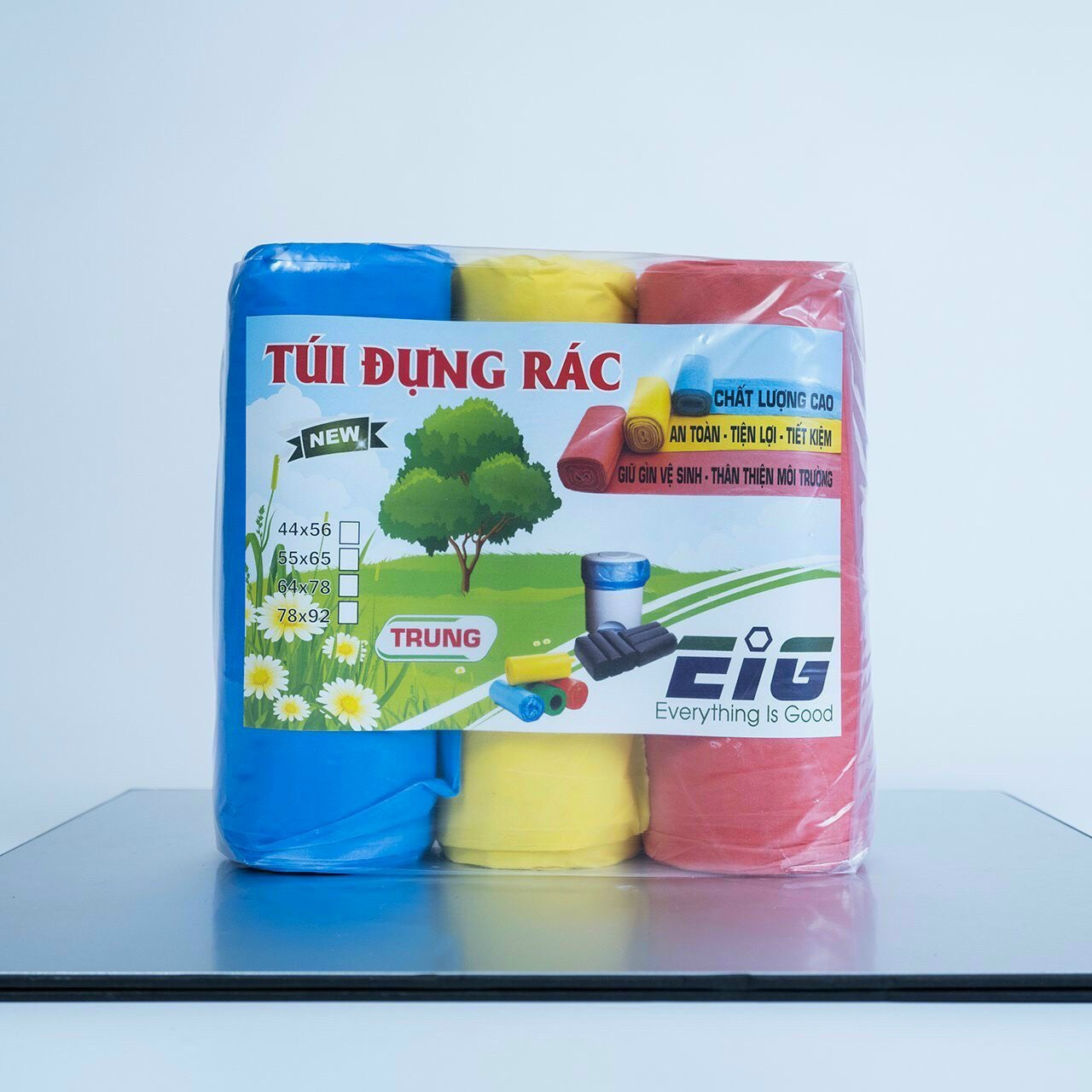 1 kg 3 cuộn túi đựng rác màu tự phân hủy không nhám size tiểu màu