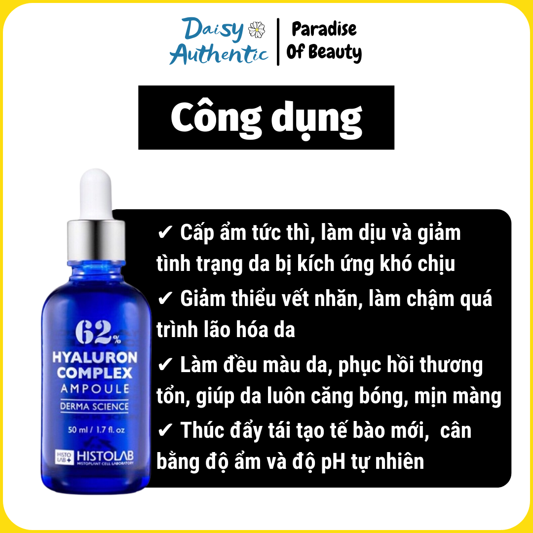Tinh Chất Cấp Ẩm, Phục Hồi Histolab 62% Hyaluron Complex Ampoule Derma Science Serum 50ml