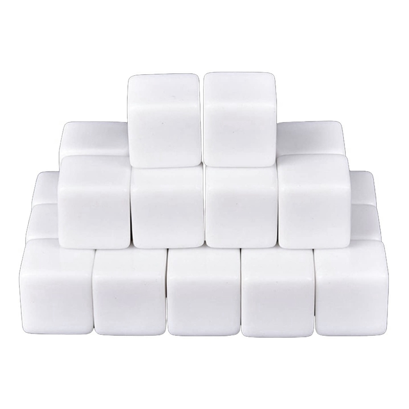 16MM White Acrylic Cubes Blank Dice for ,Math Counting Teaching,Alphabet Numbers Custom Dice Making,48PCS