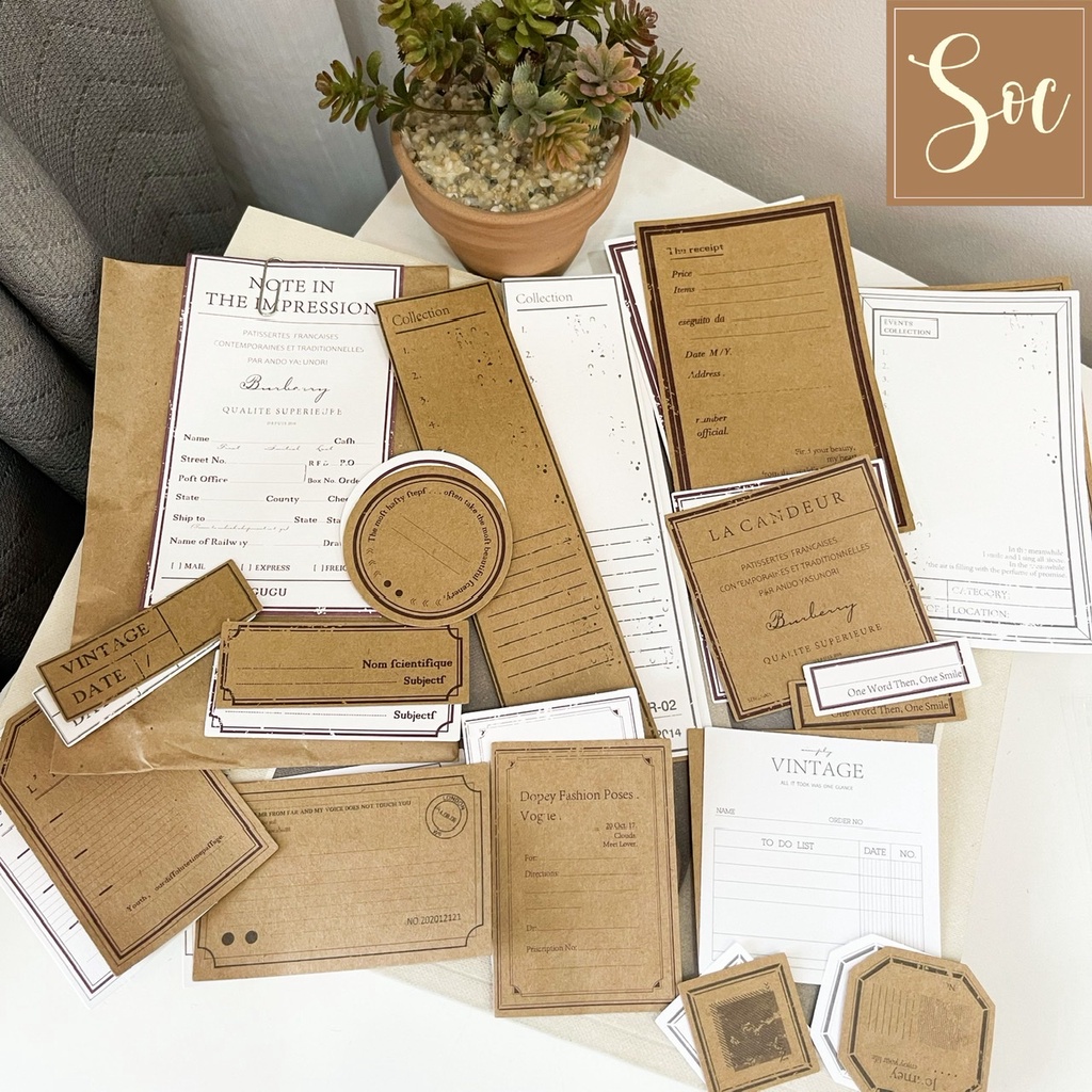 Set sticker note trang trí Bullet Journal phong cách cổ điển