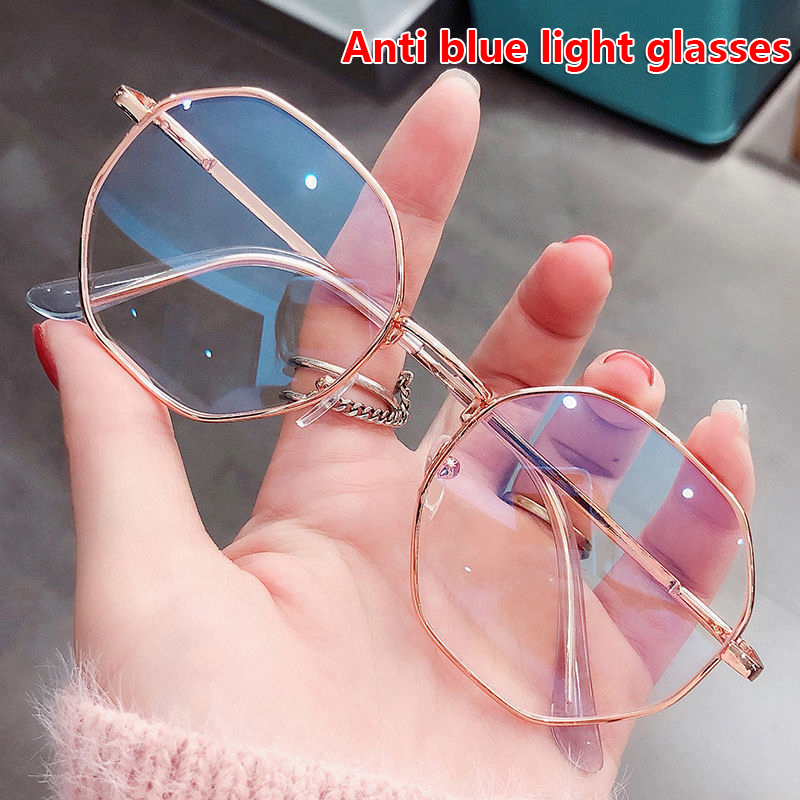 Glasses Ultralight Alloy Frame Plain Men Women Anti Blue Light