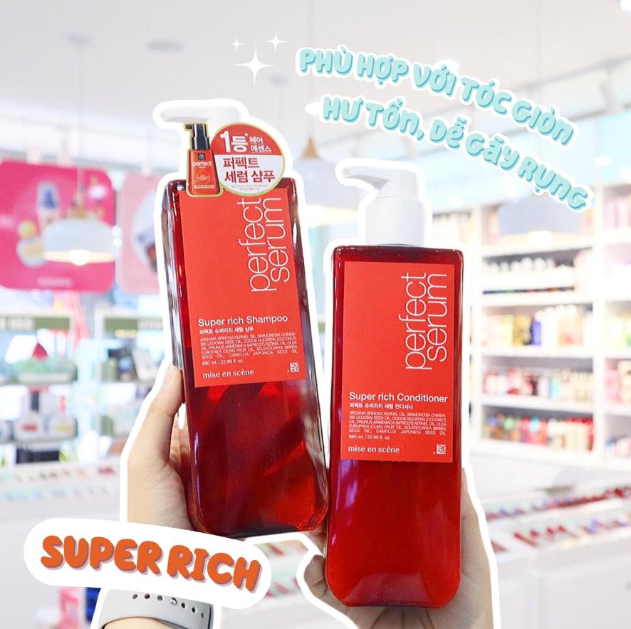 Dầu gội dầu xả mise en scene perfect serum shampoo 680ml