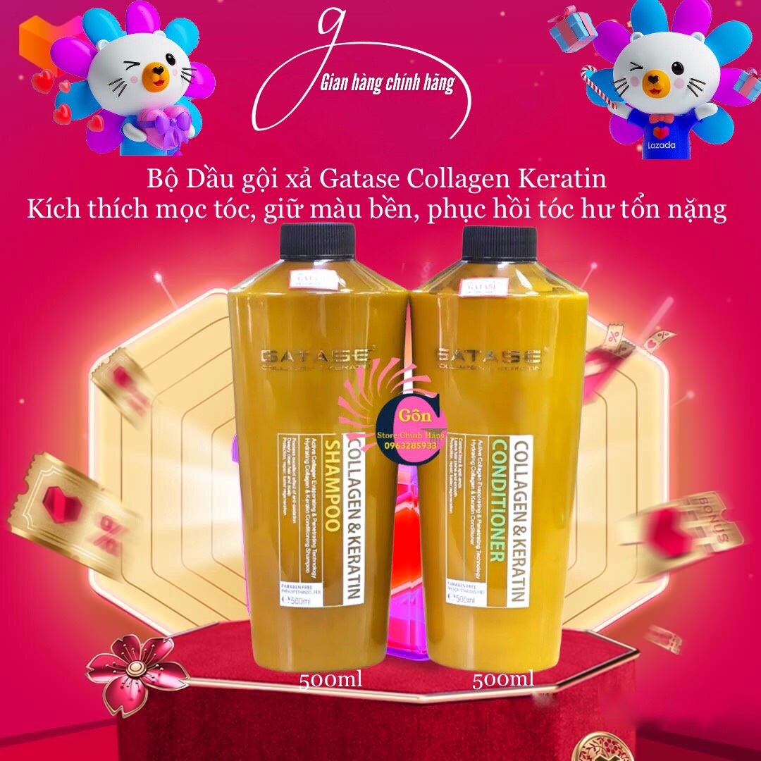 Cặp dầu gội xả gatase collagen 500ml*2