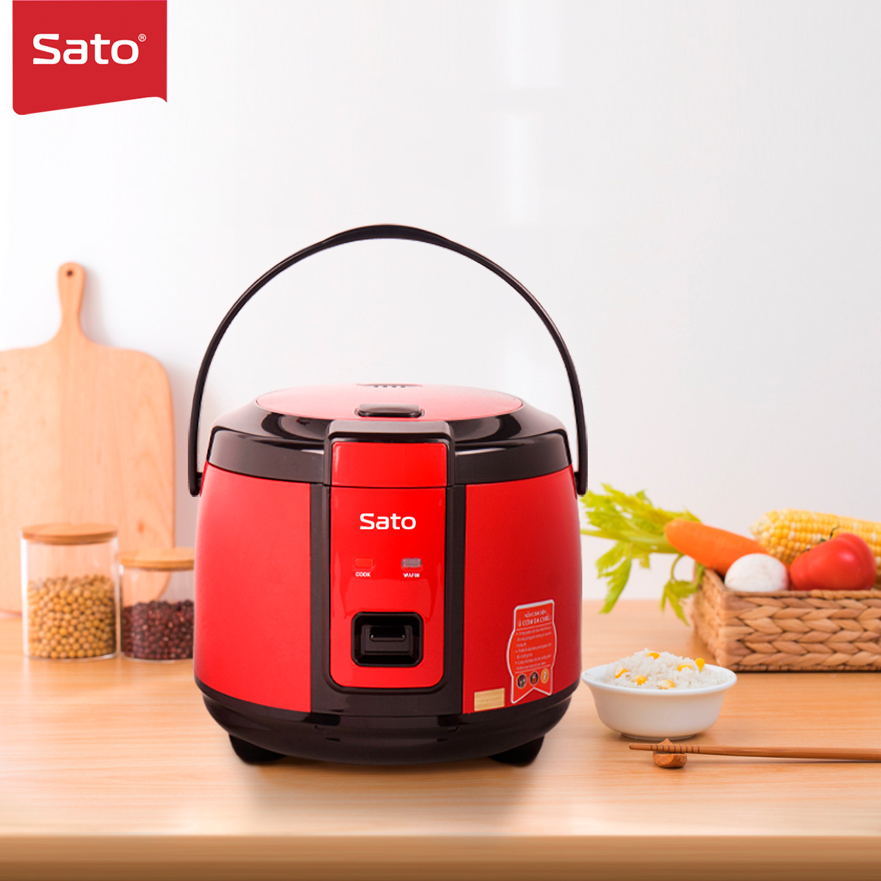 Nồi cơm điện quai xách 1.8L Sato 18F051