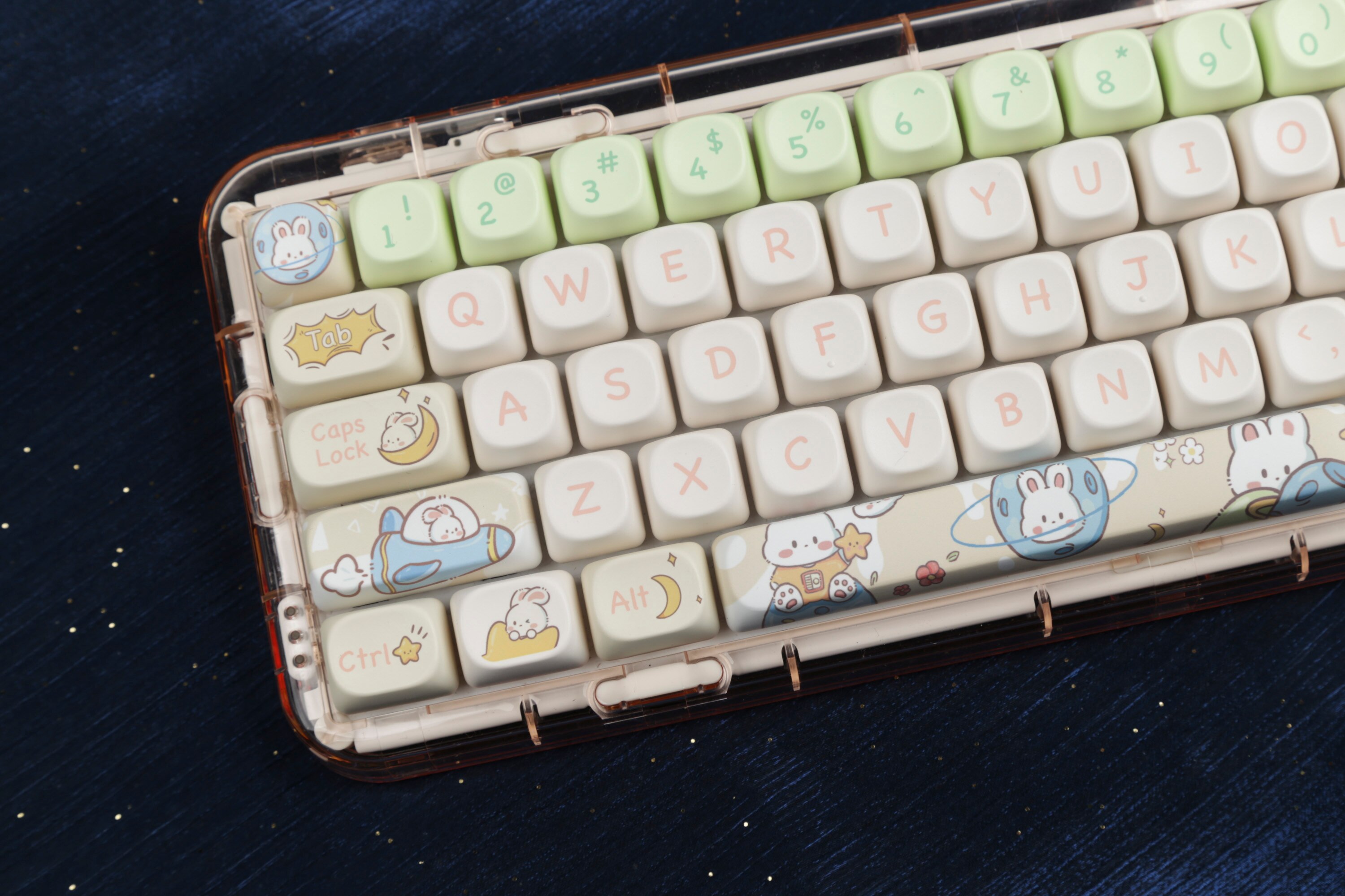 Space Rabbit Keycaps MOA Profile Personalized Keycap for Mechanical Keyboard with ANSI Layout for Mx Switch Mechanical Keyboard