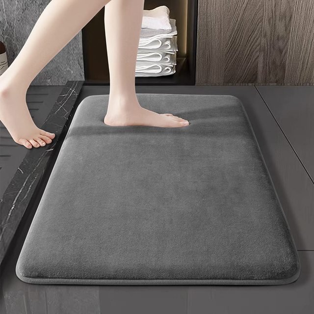 Super absorbent anti slip memory foam bathroom carpet machine washable soft velvet bath mat