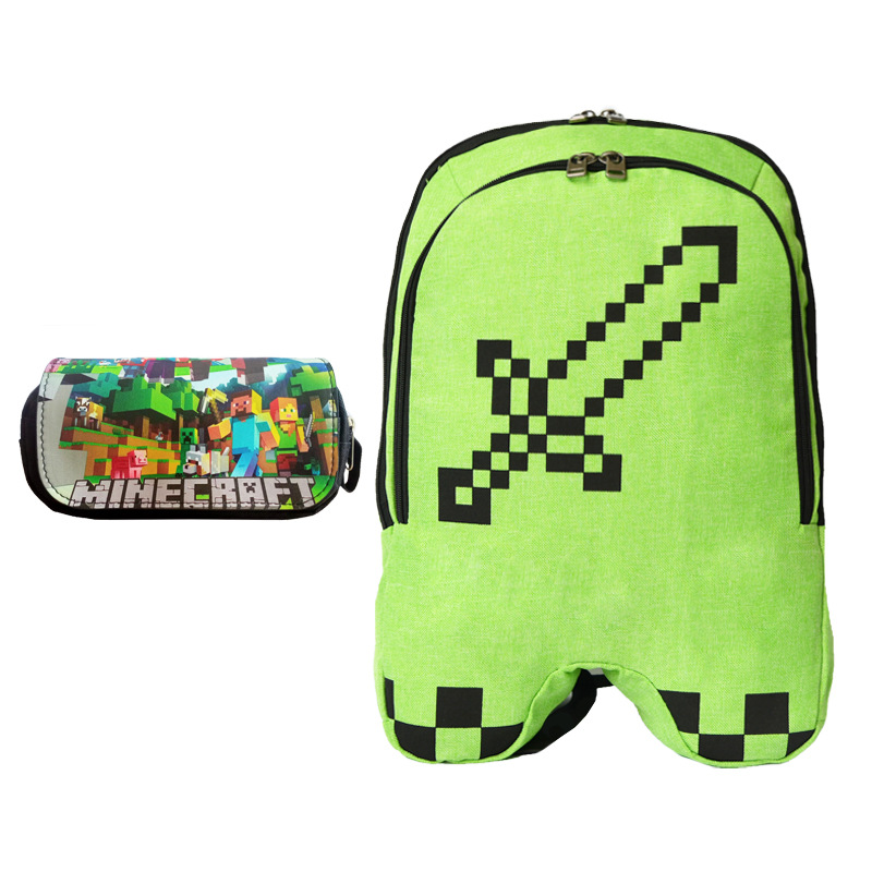 🎒🎒 Minecraft Schoolbag Simplified Version Creeper Jj Monster Backpack Cross-Border E-Commerce Cartoon Student Schoolbag In Stock
