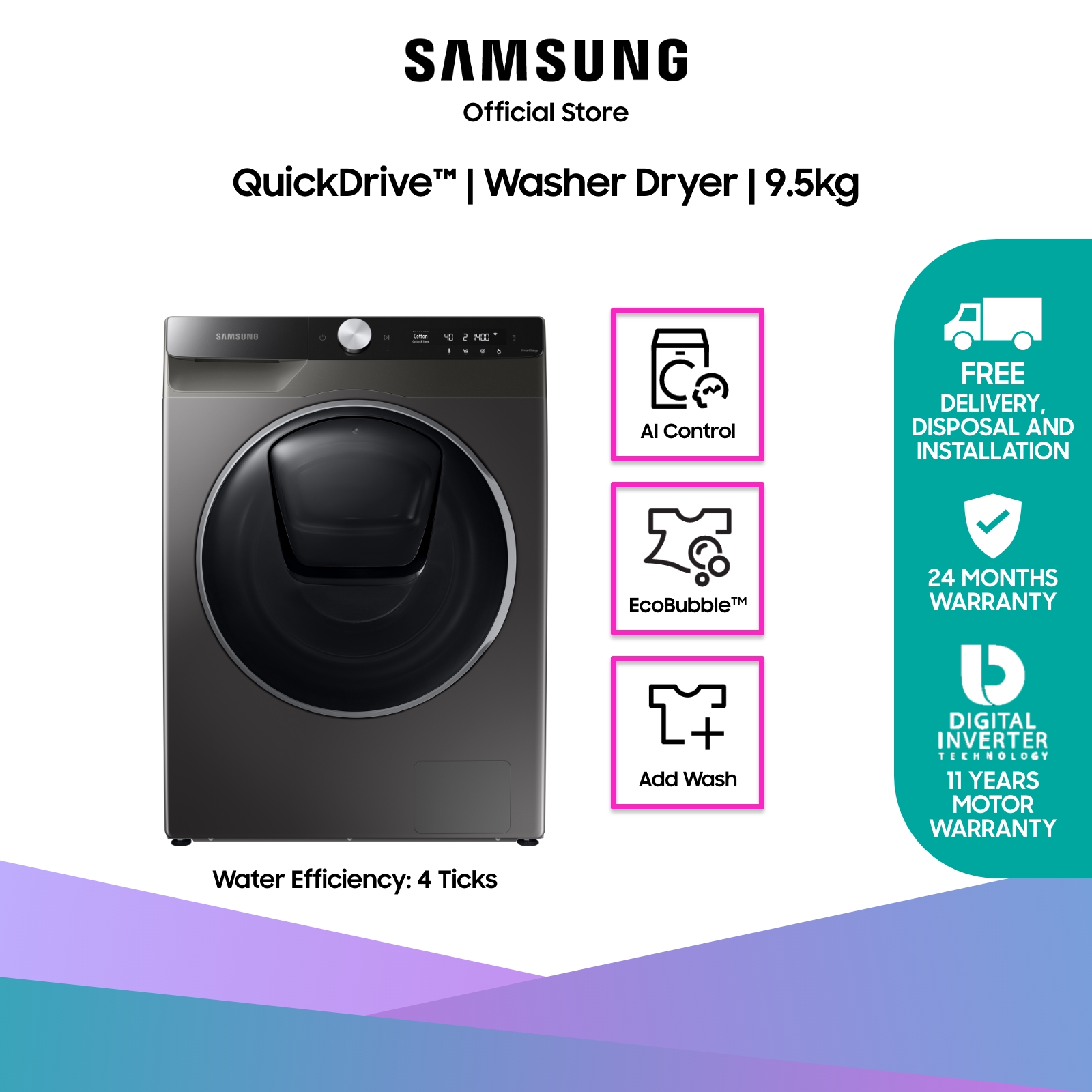 samsung 9.5 kg 6kg addwash