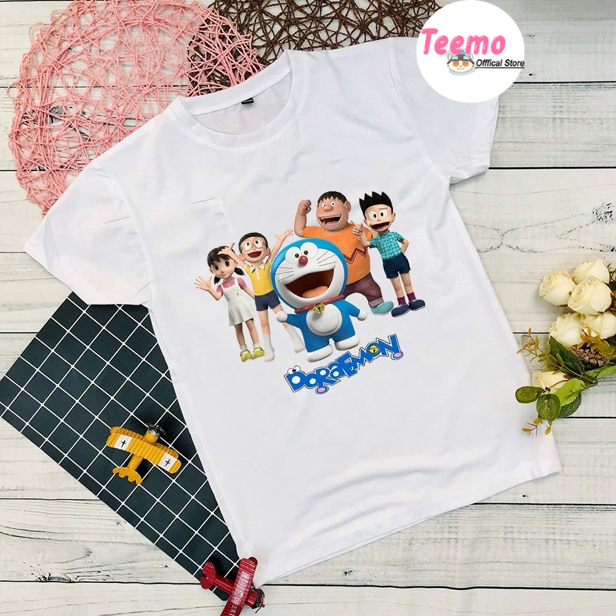 Áo thun in hình Doremon mẫu mới bé trai bé gái, chất thun cotton mềm mịn 10kg -77kg
