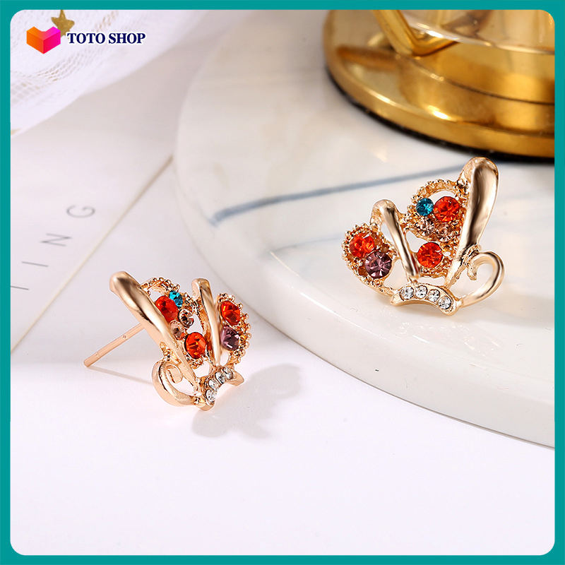 Multi -colored butterfly -shaped earrings with a simple stylish style easy to combine Korean style BSTKNU -