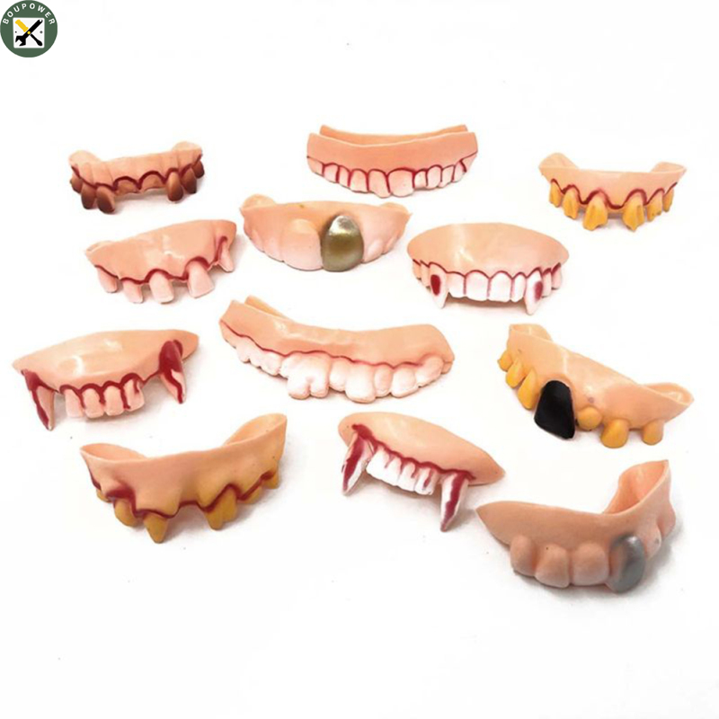 BouPower　Halloween Simulation Denture Funny Soft Braces Rotten Teeth Cosplay Tricky Props