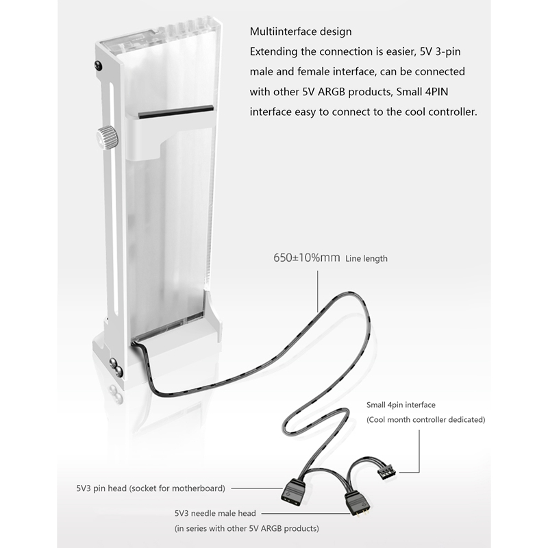 COOLMOON Graphics Card Holder 5V ARGB Vertical Graphics Stand GPU Bracket Video Card Support for Computer Case Chassis