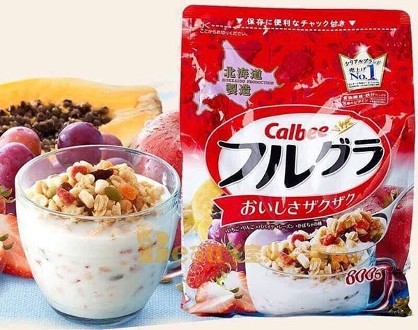 DATE MỚI Ngũ cốc Calbee, Ngũ cốc hoa quả Calbee ĐỎ 750G Nhật Bản