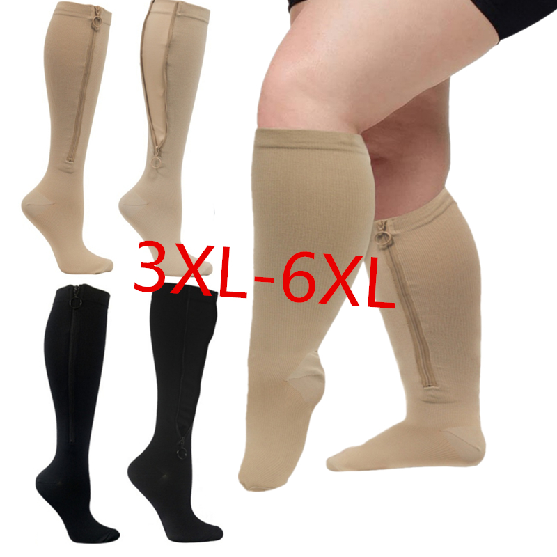 Zipper 20-30 mmHg Compression Socks for Women & Men, Knee High