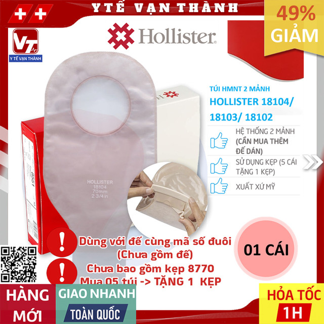✅ Túi Hậu Môn Nhân Tạo 2 Mảnh Hollister 18102 18103 18104 (Trong, Dùng Kẹp) | Túi Phân, Hậu Môn Tạm  -VT0435 - Y Tế Vạn Thành