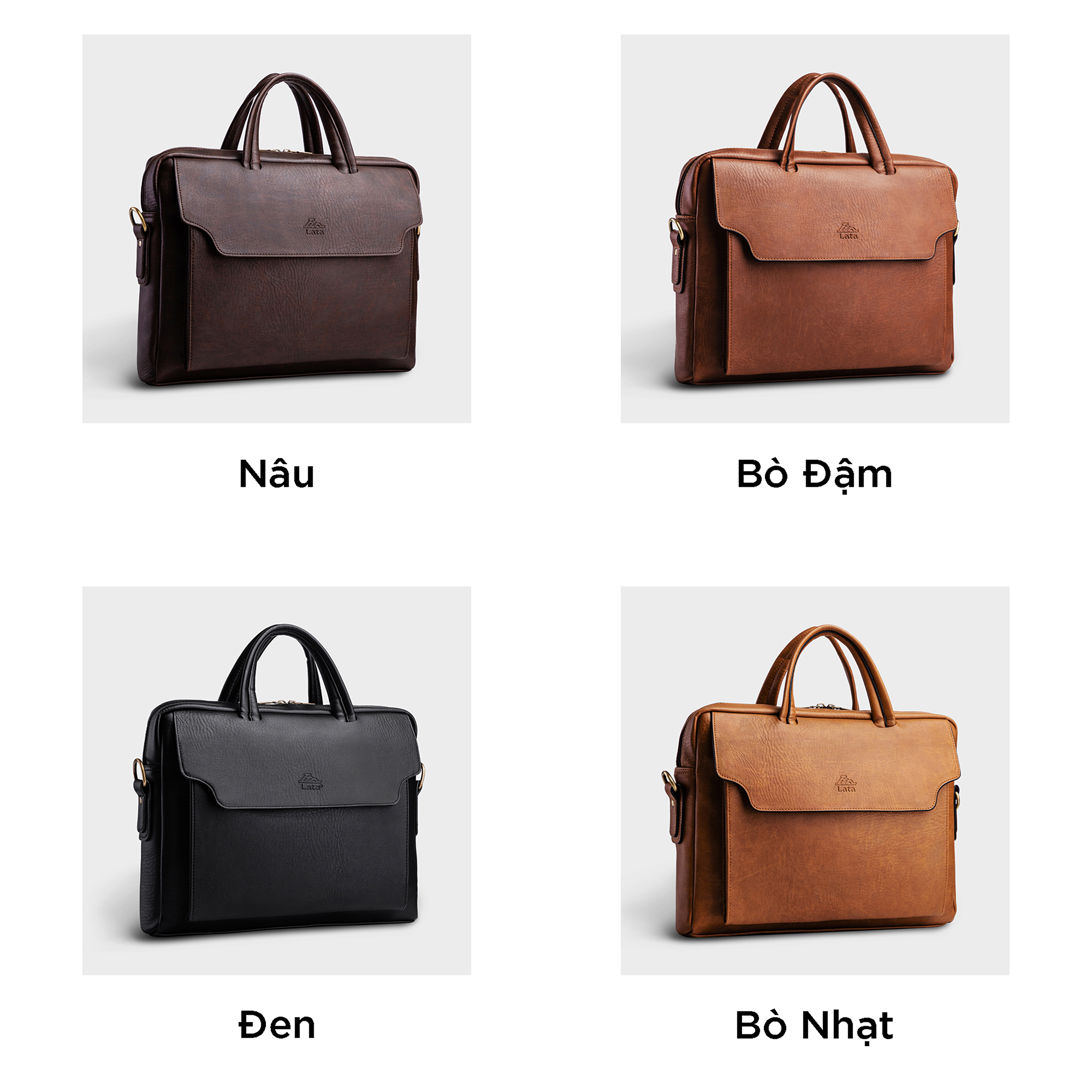 Cặp Công Sở Lata (Thời trang nam basic đựng laptop 14 inch - Cặp da CA27)