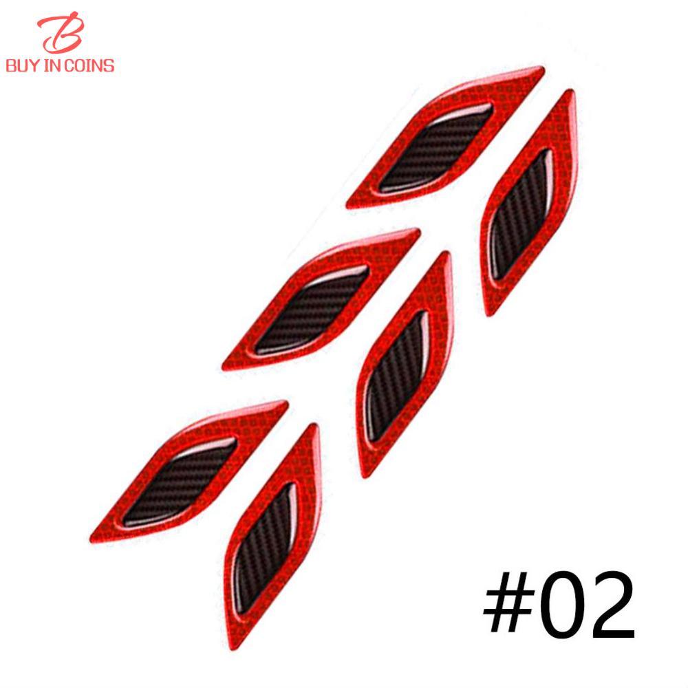 Red-6Pcs/Set Car Sticker Truck Auto Motor Reflective Strips Anti-Scratch Safety Warning Carbon Fiber