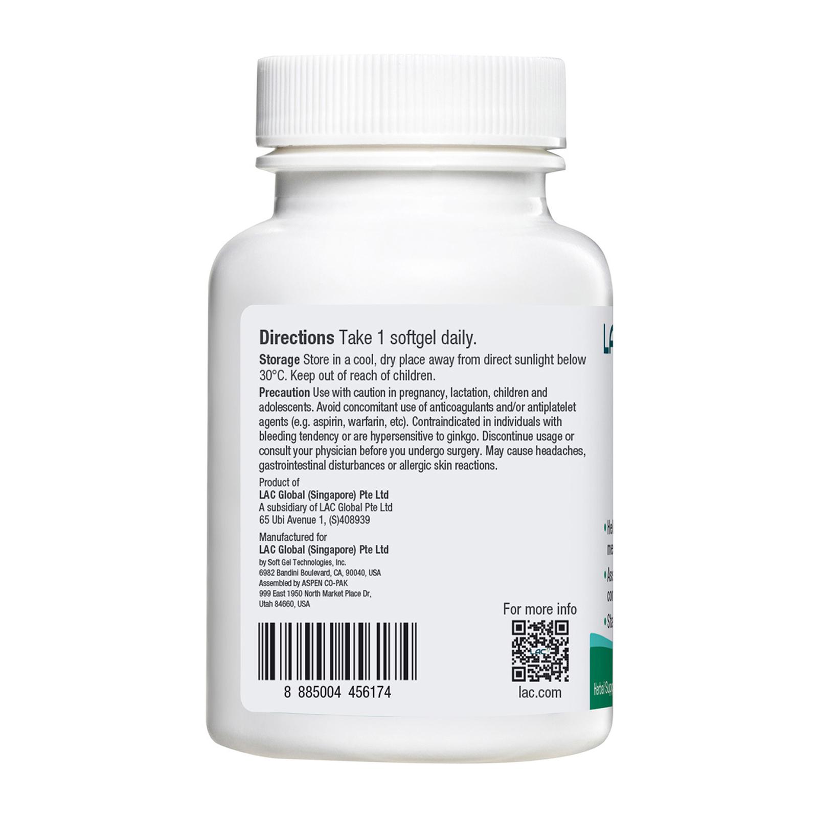 LAC HERBS] Ginkgo Biloba 120mg (60 softgels) | Lazada Singapore