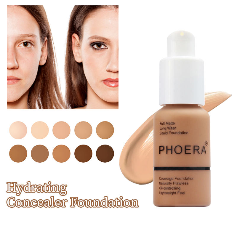 Aabeauty [100% Chính hãng] phoera Foundation Matte không thấm nước Kem che khuyết điểm kem nền dạng lỏng làm sáng Kem dưỡng ẩm