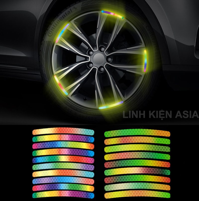 Combo 20 miếng dán decal phản quang bánh xe máy, xe ô tô