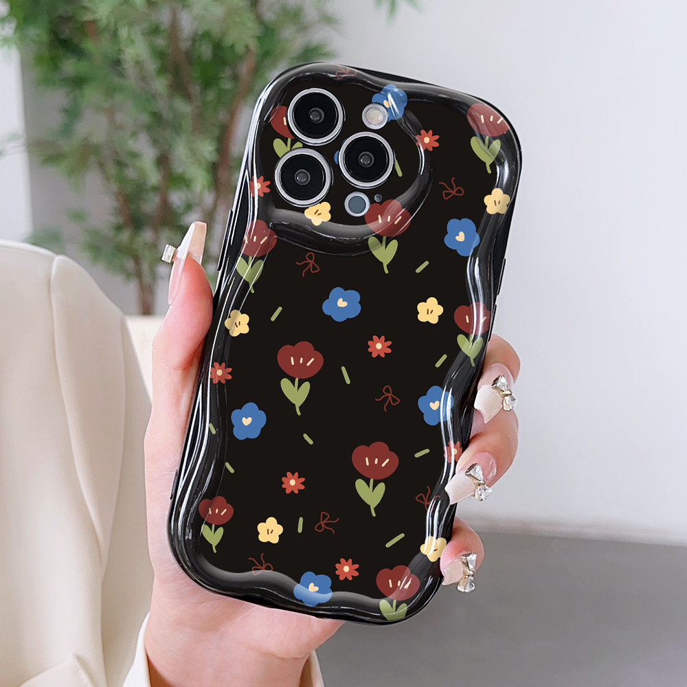 Hontinga for Infinix Smart 9 Hot 50i Back Cover Multicolor Flower Phone Case Wavy Curved Edge Soft Silicone Cover. 