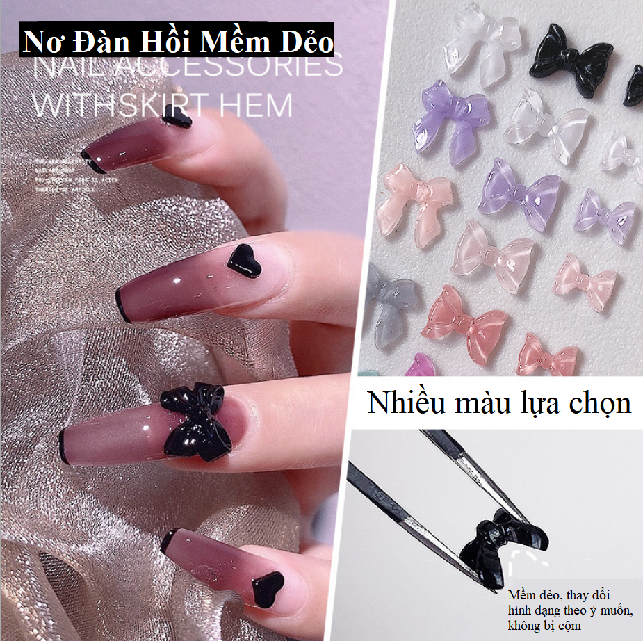 Nơ thạch pha lê resin - đàn hồi mềm dẻo ôm phom móng nz09