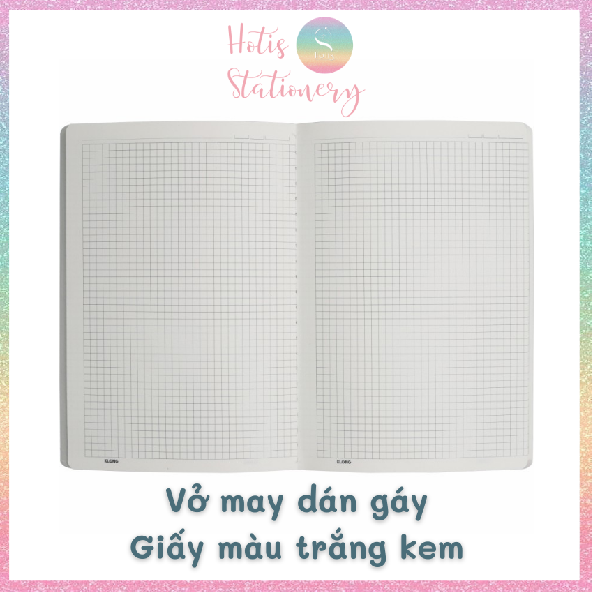 Vở may dán gáy Hotis B5 Kẻ ô Caro KLONG 100gsm - 80/ 120/ 200 trang