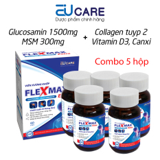 Combo 5 hộp Viên xương khớp Flexmax UC2 bổ sung glucosamin, MSM, collagen tuyp 2 giảm đau nhức xương khớp, thoái hóa khớp – 60 viên