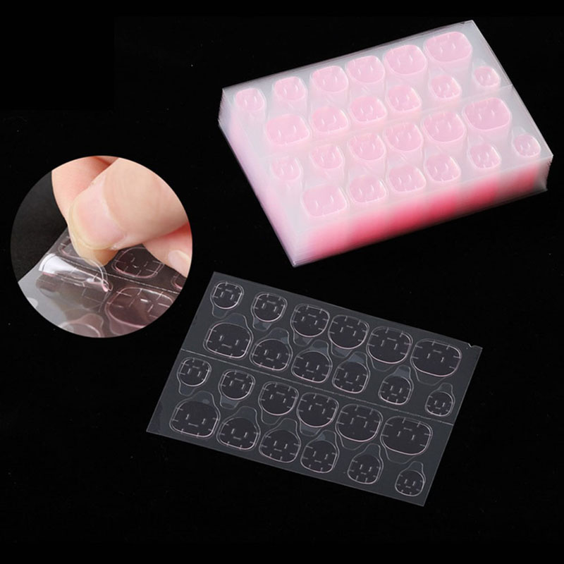 240Pcs Transparent Fake Nails Pink Jelly Double Sided Adhesive Ultra-Thin Tape. 