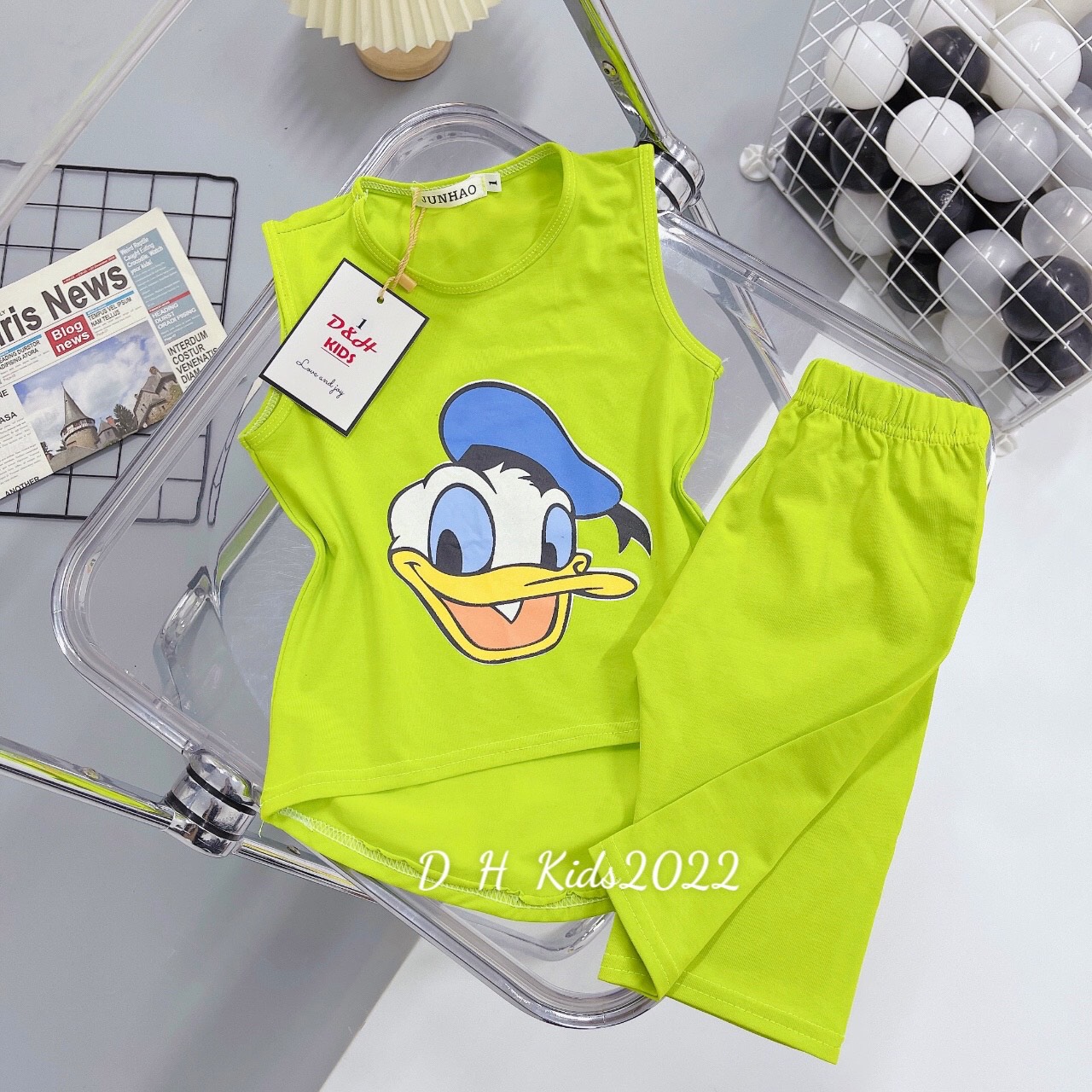 Quần áo bé gái - Set đồ thời trang Vịt Donal cho bé từ 10-25kg