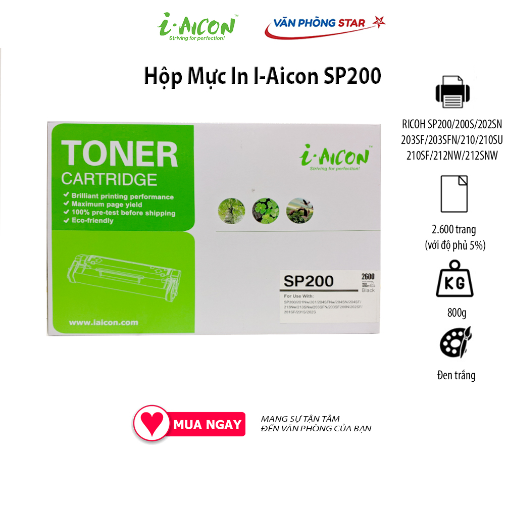 Hộp mực Ricoh SP 200 dùng cho máy RICOH SP200/200S/202SN/203SF/203SFN/210/210SU/210SF/212NW/212SNW/212SFNW