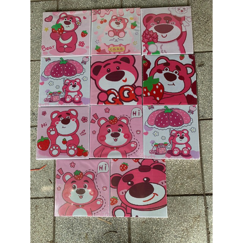 Bộ tranh đính đá gấu dâu 20x20