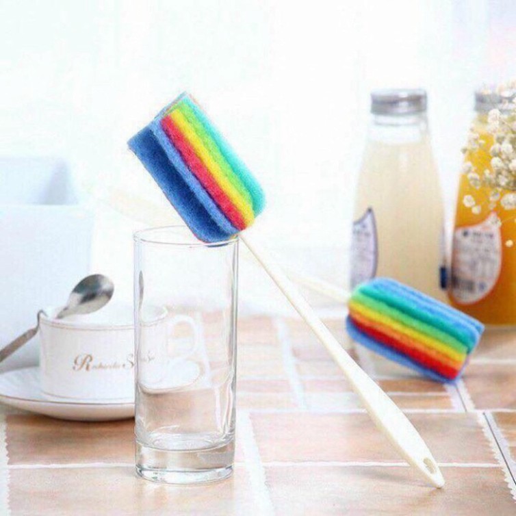 Cọ bọt biển rửa ly cốc chén 7 màu dụng cụ vệ sinh bình sữa