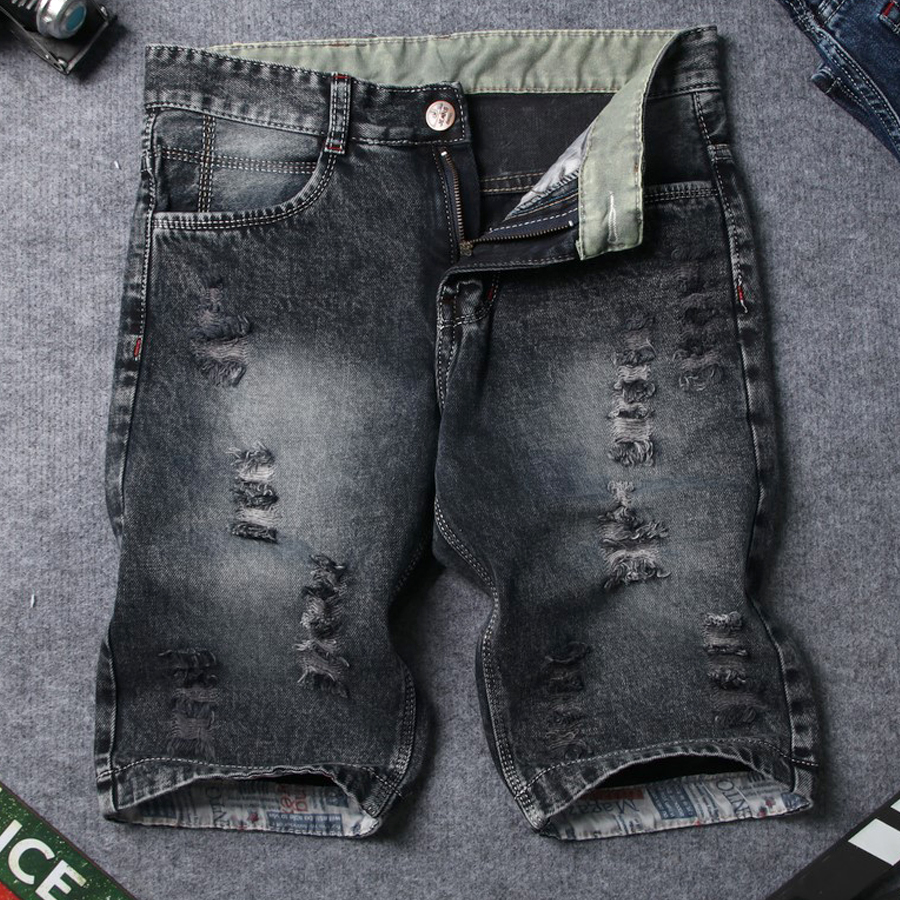 [Hoàn Tiền 15%] Quần short jean nam đen rách vải jean đẹp chất lượng tốt SG417 Saosaigon