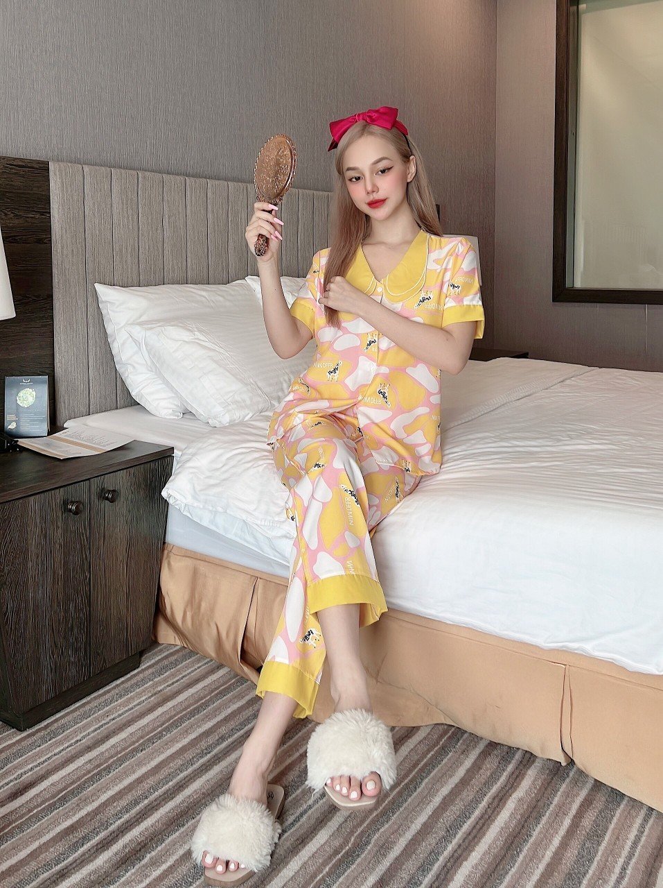 Set Bộ Lụa Thời Trang Họa Tiết Duyên Dáng Sành Điệu
