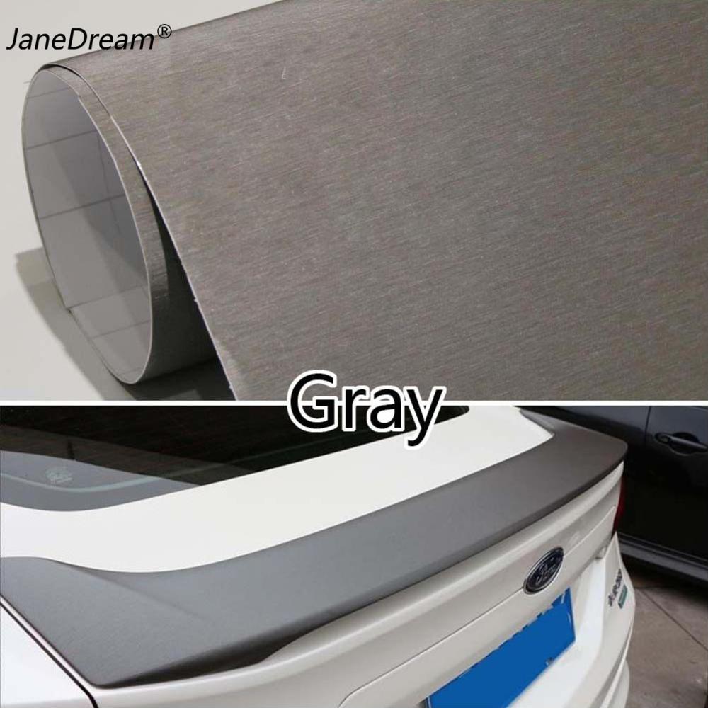 Janedream 30cm*152cm/60cm*152cm Brushed Aluminum Vinyl Film Metallic Wrap Sticker Decal Bubble Free Air Release