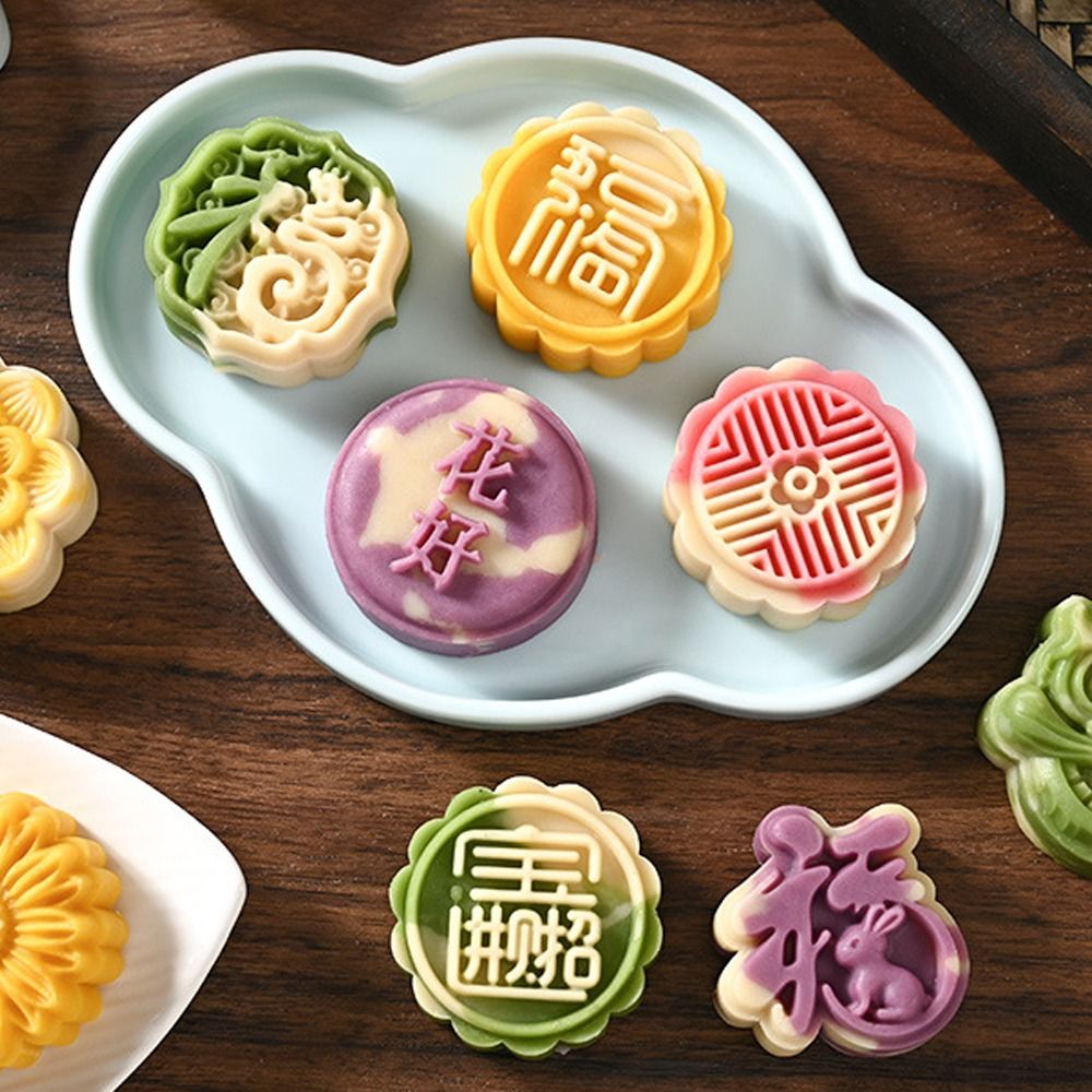 Cookie Tools 50g Mooncake Mold Plastic 3D Pattern Pastries Dessert Mold Mini Non-stick Hand Pressed Mould Chocolate Dessert.