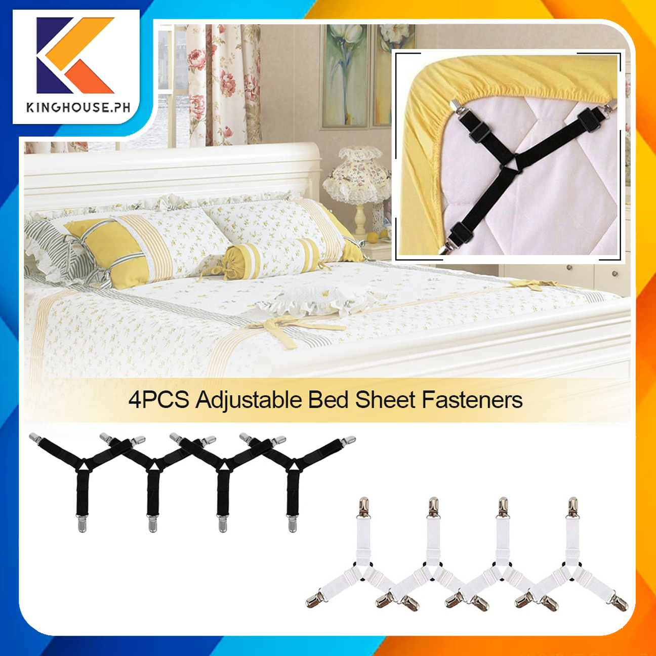 4Pcs Triangle Bed Sheet Mattress Holder Fastener Gripper Clip Suspender Strap DB 